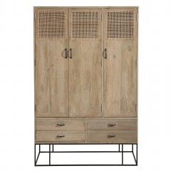 CABINET 7 NATURE MANGO WOOD WITH 3 DOORS 4 DRAWERS - CABINETS, SHELVES